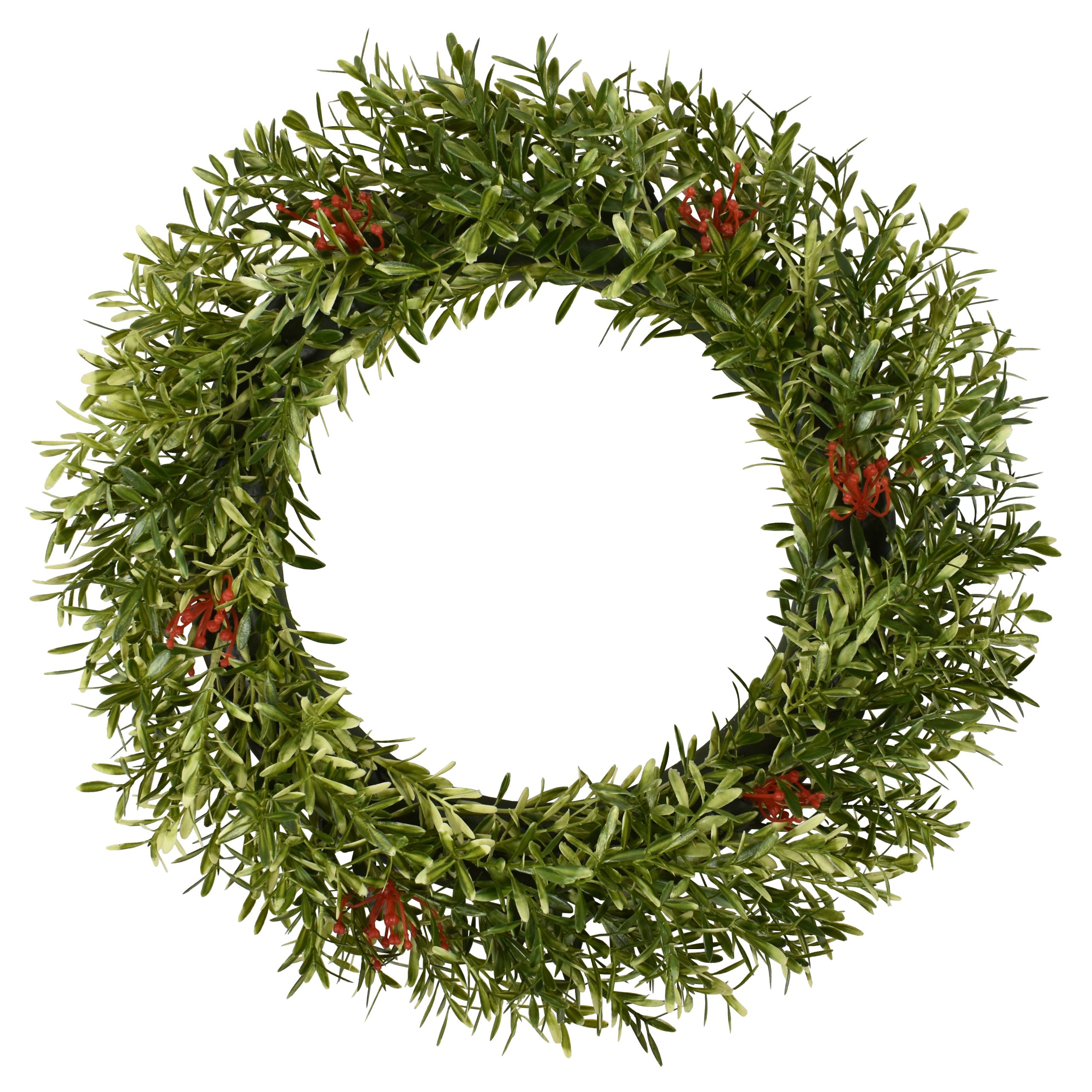 15.5″ UV Resistant Plastic Poplar Leaf Half Wreath w/212Lvs.w/6 Berries.