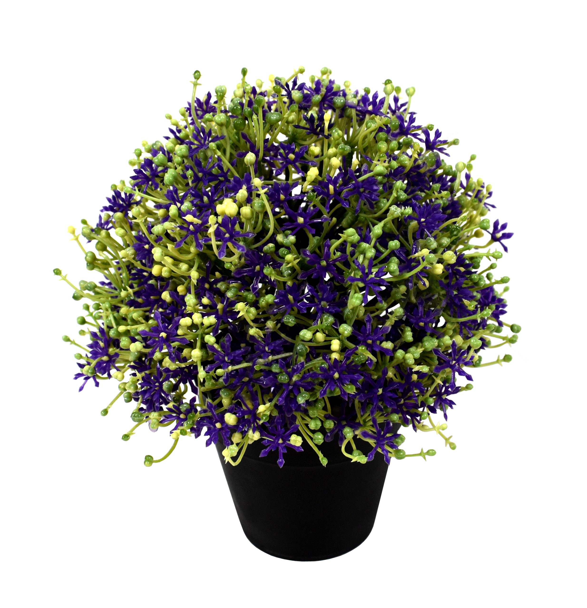 8.5″ UV Resistant Plastic Purple Flower Bush w/98Lvs.294Flowers.