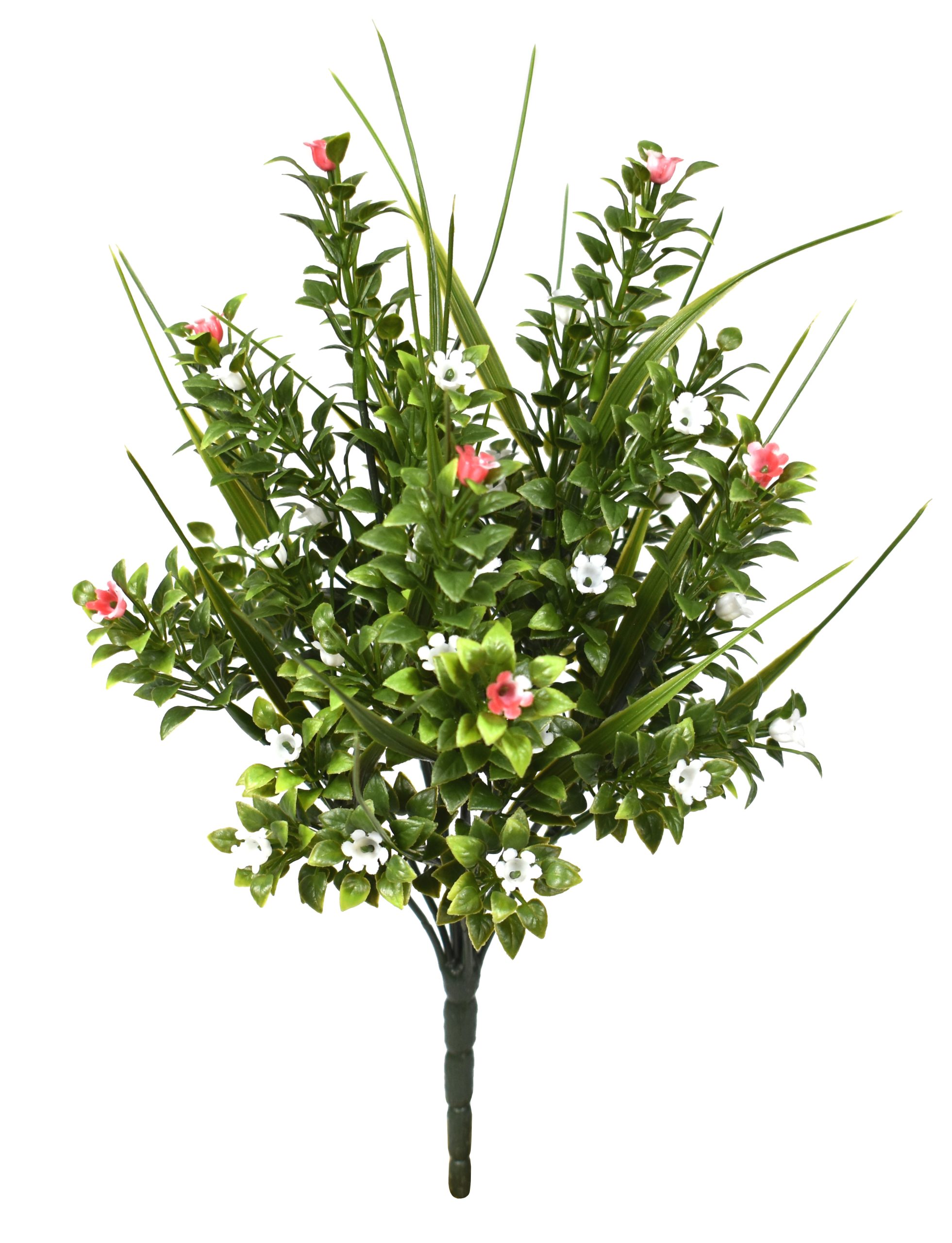 13″ UV Resistant Plastic Assorted Bush x10 w/70Lvs.46Flowers.