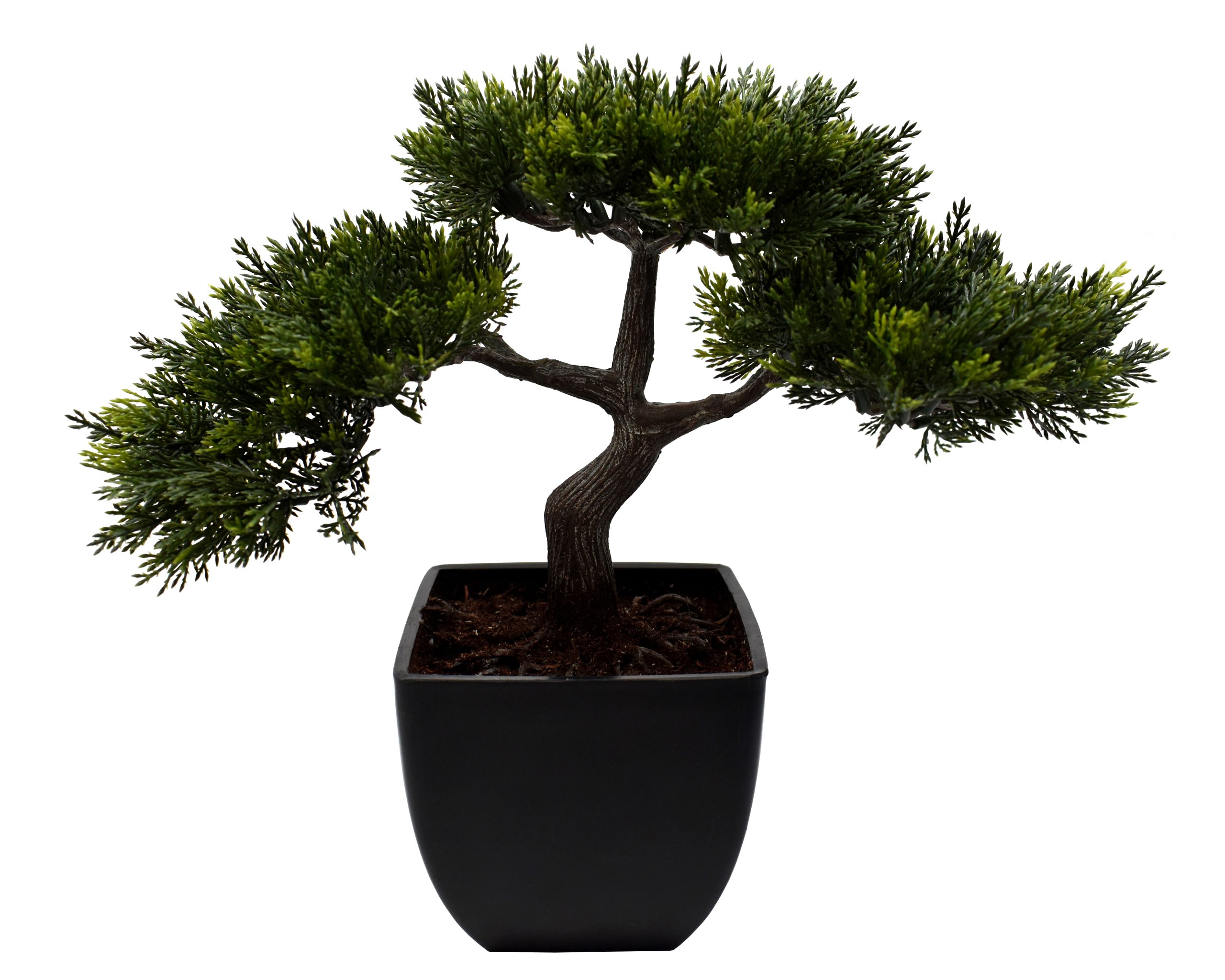 10.5″ UV Resistant Plastic Mini Cypress Bonsai x3 w/98Lvs.