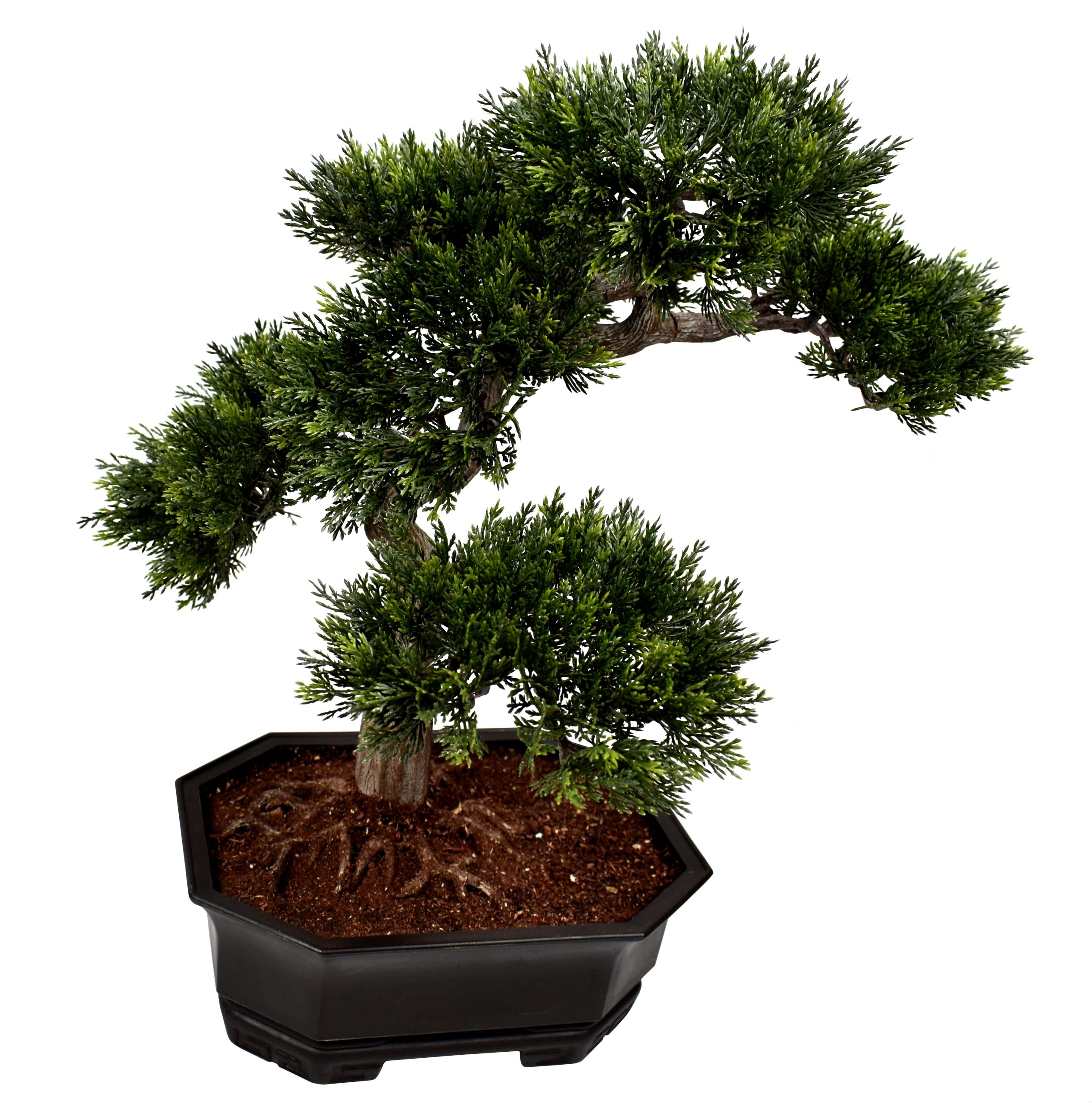 17.5″ UV Resistant Plastic Mini Cypress Bonsai x6 w/210Lvs.